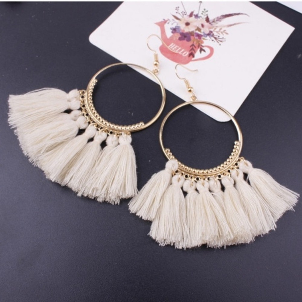 Tassel Hoop Earrings - Picture 1 of 1